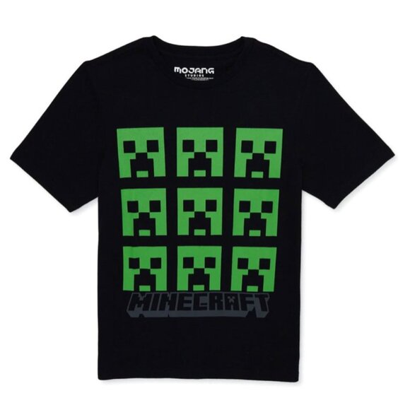 Minecraft Creeper Faces Graphic Print Short Sleeve T-shirt XXL (18) - Picture 1 of 1